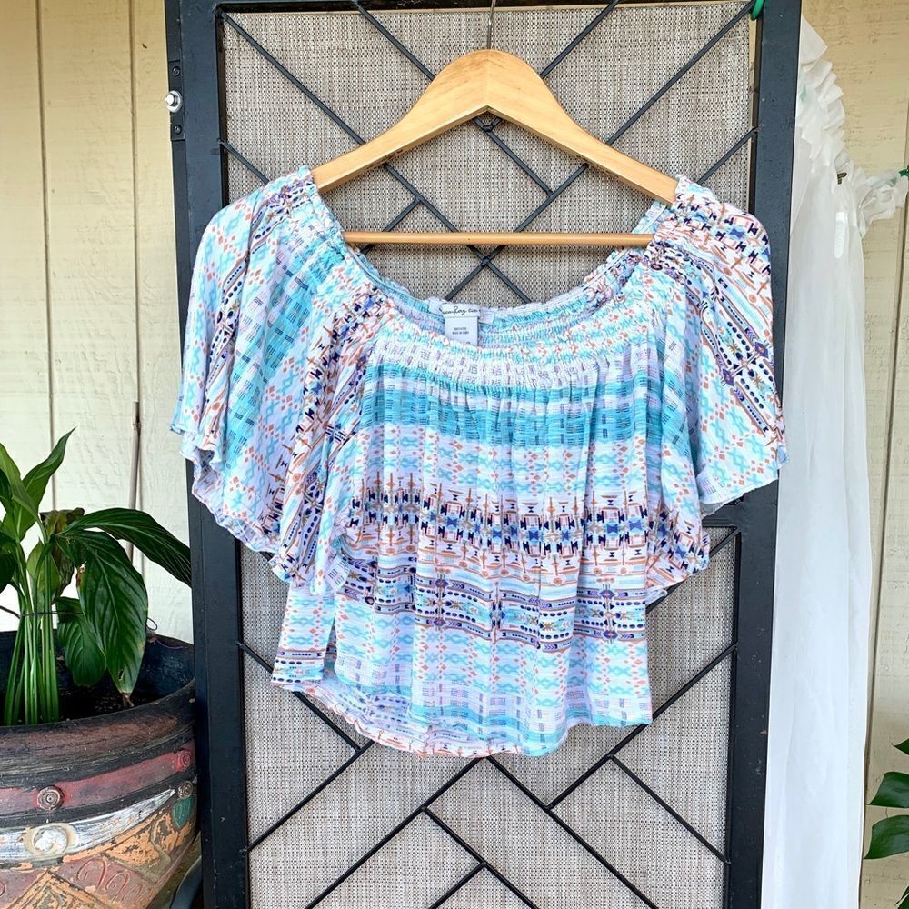 American Rag Flowy Off Shoulder Festive Top Small